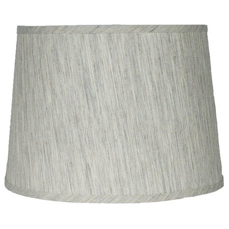 French Drum Lamp Shade, Textured Flax Linen, 12x14x10", Gray