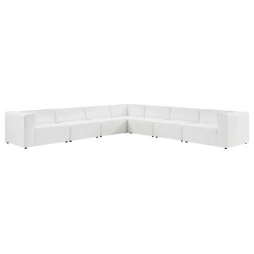 Odette White Vegan Leather 7, Piece Sectional Sofa