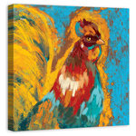 DDCG - "Regal Rooster" Canvas Wall Art, 30x30 - This 30x30 premium gallery wrapped canvas features bright brush strokes and color. The wall art is printed on professional grade tightly woven canvas with a durable construction, finished backing, and is built ready to hang. The result is a remarkable piece of wall art that will add elegance and style to any room.