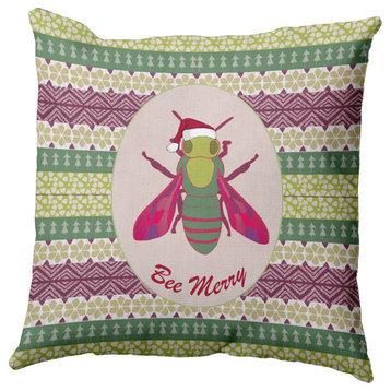 Bee Merry Indoor/Outdoor Throw Pillow, Succulent Green, 18"x18"