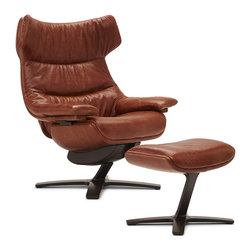Revolve Wing Back Reclining Chair and Ottoman - Recliner Chairs