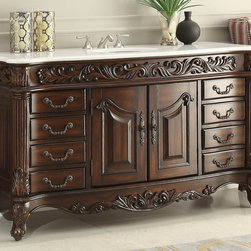 Adelina 60 inch Antique Bathroom Vanity Marble Top - Bathroom Vanities And Sink Consoles