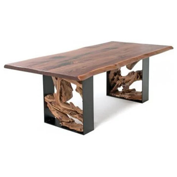 Modern Rustic Live Edge Table, Black Walnut, 48x84x31