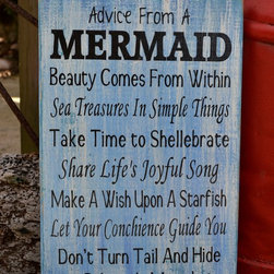 Beach Decor, Mermaid Signs, Coastal Life, Quotes on Wood, Nautical Theme - Novelty Signs