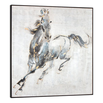 Prancing Stallion, Hand Painted Canvas, 50" X 50"