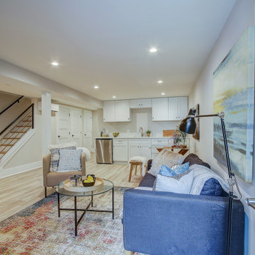 Basement remodeled with bedroom space and extra closet space in Vienna
