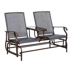 50 Most Por Outdoor Gliders For 2019 Houzz Outsunny 2 Person Outdoor Mesh Patio Double Glider Chair With Center Table