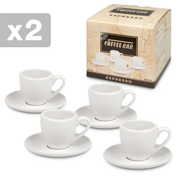 #1 Two Giftboxed Sets of 4 Coffee Bar Espresso Cups and Saucers
