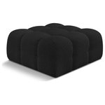 Meridian Furniture - Ames Boucle Fabric Modular Chair, Black, Ottoman - Introduce a touch of modern sophistication to your living area with the exquisite Ames Boucle Fabric Ottoman. With plush black boucle fabric and unique design, it will elevate the visual appeal of your living space. This elegant and captivating ottoman can be mixed and matched with other pieces from the collection to create an endless array of stunning looks. So, get ready to transform your living area into an inviting and stylish haven with the Ames Boucle Fabric Ottoman.