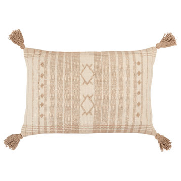 Vibe Razili Tribal Lumbar Pillow, Taupe and Cream, Down Fill