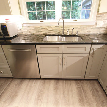 Refaced 2-tone kitchen, Base Cabinets - Harbor Mist; Wall Cabinets - Divinity