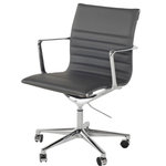 Nuevo Furniture - Nuevo Furniture Antonio Office Chair in Silver - The sleek, modern Antonio office chair features a low back Naugahyde seat tailored with top stitching and sculpted chrome arms presenting a distinctive executive appeal. With fully adjustable height and recline options, the Antonio has a 5 star castor base for 360 degree swivel.