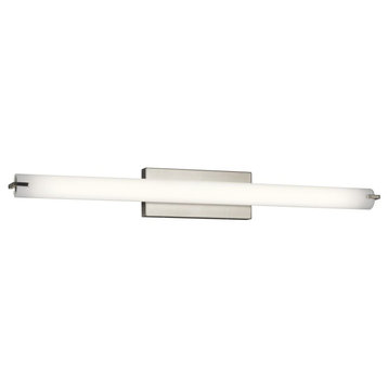 Kichler Linear LED Bath Light, White Acrylic Diffuser, Brushed Nickel, 38"