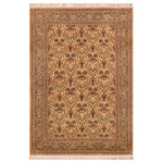 Bareens Designer Rugs - Art Nouveau William Morris Sandi Wool Rug - 6'1'' x 9'9'' - Designed with mesmerizing intricacy and gorgeous color palette, this hand-knotted masterpiece demonstrates the beauty and electrifying thrill of Pak Persian art. These meticulously hand-knotted Pak-Persian rug is made with pure wool and features breathtaking traditional, transitional, and tribal designs in bold luxurious color pallets. Known for their intricate designs these rugs are a reproduction of Persian rugs, made in Pakistan with unique Mughal designs. Made by master weavers using the same Persian texture, design and dying technique, we wanted to produce the most significant manifestation of Persian art, life, and culture. This rug is most famous for its exceptional quality, incredible designs, patterns, and vibrant rich color. Pak-Persian rugs made with Persian weave with high knot counts, which enables the high intricacy and detail found in the patterns are also referred to as "State of art", each color adds a rich beautiful detail in the artwork of this rug. The design, color, and beautiful chromatic composition with a vibrant sheen with intricate designs, exude beauty, elegance, and quality make this rug a masterpiece of its own.