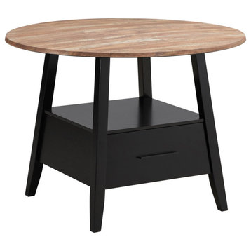 Gibson 1-Drawer Round Counter Height Table Yukon Oak and Black