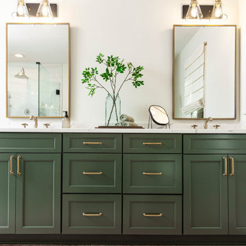 Sage Green Cabinet Master Bathroom Remodel