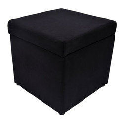 HomCom Micro Fiber Storage Ottoman / Foot Stool - Black - Footstools And Ottomans