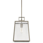 Capital Lighting - Capital Lighting Kenner 1 Light Pendant, Antique Nickel - Urban industrial vibes blend with a hint of contemporary coastal character in the Kenner 1-light pendant. A large trapezoidal Rain glass shade offers diffused multi-directional illumination, ideal for the kitchen island, stairway landing or the entryway in a loft-style space.