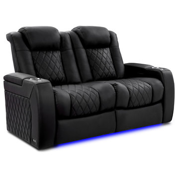 TuscanyXL Ultimate Top Grain Leather Power Recliner, Onyx, Row of 2 Loveseat