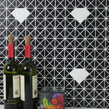 Triangular Diamond Pattern Porcelain Mosaic Tile, Wall decor