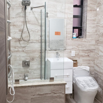 Bathroom reno as a part of the entire apartment renovation.Before/after picture