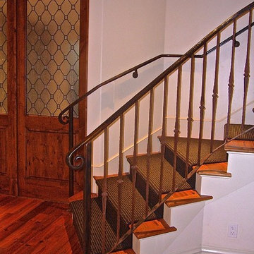 LOWER STAIRCASE & CUSTOM LEADED GLASS WINDOWS