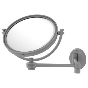 8" Wall-Mount Extending Groovy Makeup Mirror 3X Magnification, Matte Gray