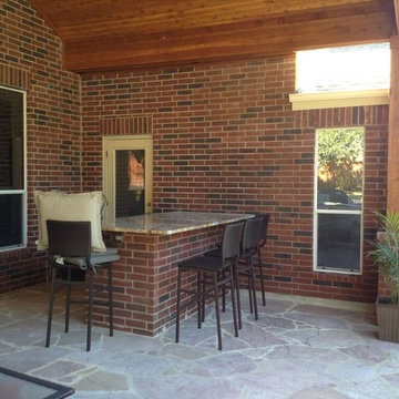 Circle C Ranch in South Austin, TX, covered porch and poolside patio
