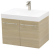 35.25" Wall Mount Vanity Sink Set, White Integrated Sink Top, Tan