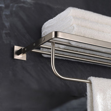 Bathroom Towel Rack with Towel Bar, Brushed Nickel