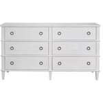 Universal Furniture - Universal Furniture Modern Farmhouse 6 Drawer Dresser - Boasting six spacious drawers accented by ring pull hardware, the Six Drawer Dresser showcases a chicly rustic appeal with delicate etched detailing and a clean off-white finish.