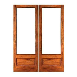 Rustic-1-lite-P/B Patio Solid Wood 1 Panel IG Glass Double Door - Patio Doors