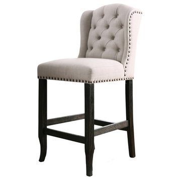 Furniture of America Sinuata Rustic Fabric Bar Chair in Beige (Set of 2)