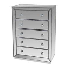 Jameson 5-Drawer Silver Mirrored Exclusive Chest