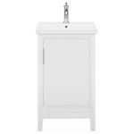 Water Creation - Elsa 20 In. Ceramic Sink Top Vanity in Pure White with Single Faucet - Brighten every nook and corner with Water Creationvanity! Elise collection bathroom vanity is the perfect addition in a level of subtle sophistication for small bath or powder room. Crafted of MDF in top-notch quality for exceptional strength and structural integrity, this small vanity is designed to build to the last. The cabinet is adorned with sleek brushed metal hardware which defines the clean, linear silhouette in every respect. Despite its exquisite size, practical and stylish elements include ample storage space behind the soft-close doors for your toiletries. The lustrous ceramic integrated sink vanity top in silky smooth surface prevents staining and make cleanup a breeze. Designing the speak itself, its lucid shaker styling is assured to appeal to a wide range of tastes for your bathroom renovation.