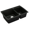 Karran Drop-In Quartz 34" 1-Hole 60/40 Double Bowl Kitchen Sink, Black