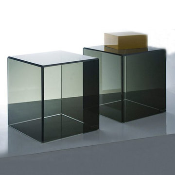 Modern Glass and Lucite Side End Tables
