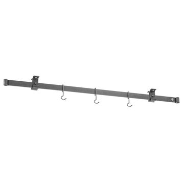 Handcrafted 48" Low Ceiling Bar w 12 Hooks Hammered Steel