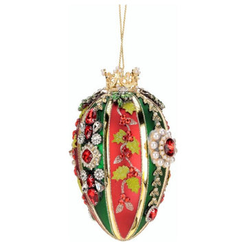 Mark Roberts Christmas 2023 Faberge Jewel Egg Ornament, Red/Green