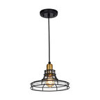 Locke 1-Light Black and Antique Gold Pendant With Clear Glass Shade