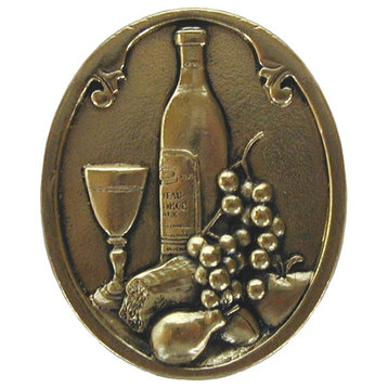 Best Cellar Wine Knob Antique Pewter, Brite Brass