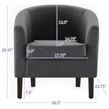 Modern Club Chair Barrel Design, Gray