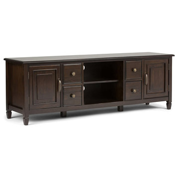 Classic Entertainment Center, 2 Cabinets & 4 Small Drawers, Dark Chestnut Brown
