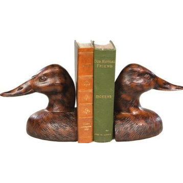 Bookends Bookend TRADITIONAL Lodge Duck Head Bird Lifesize Large
