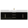 Jessica 60" Single Sink Wall Mounted Vanity With Sink, High Gloss Black