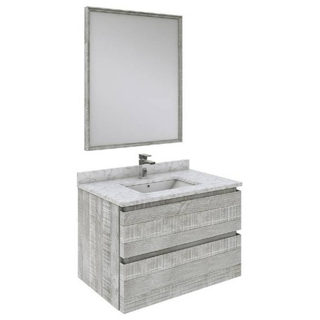 Fresca Formosa Modern 30" Ash Wall Hung Single Sink Vanity Set, Faucet Fft3811ch