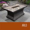 TK Classics Arlo 32" x 52" Patio Fire Pit Table with Strip Burner in Brown