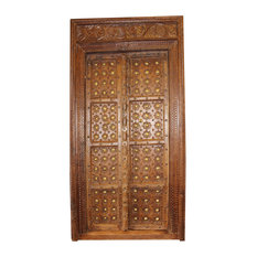 Consigned Antique Doors Architecture Artisan Carved Blooming Lotus Teak Wood