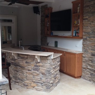 Charlotte outdoor stack stone bar with outdoor kitchen