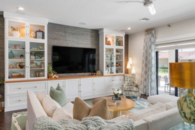 Example of a farmhouse living room design in Miami